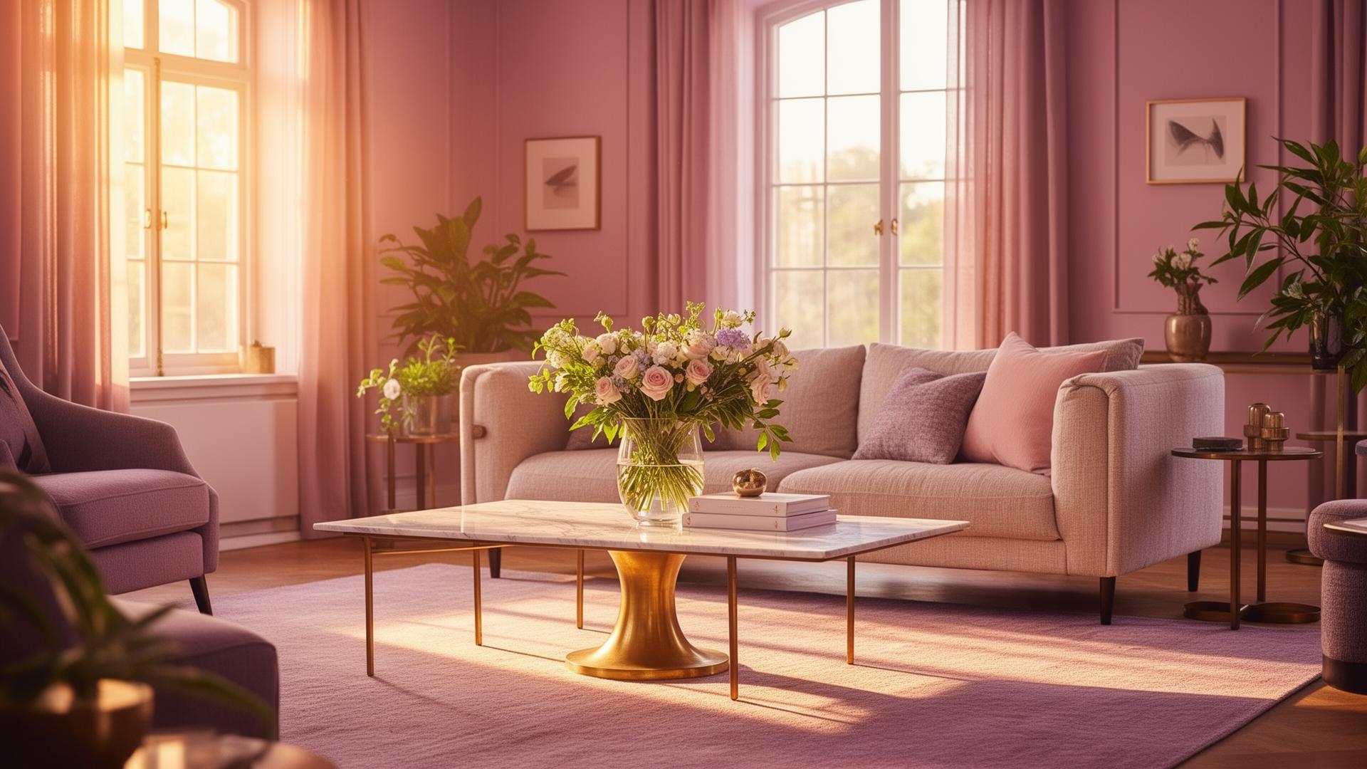 A sun-lit, beautifully styled short-term rental living room